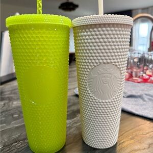 Starbucks Bright Yellow and Cream Textured Tumblers *retired*